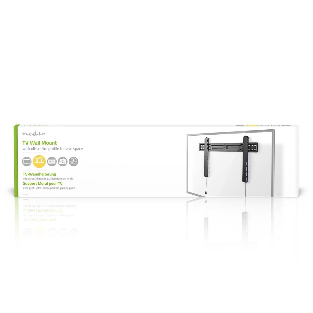 Nedis  Feste TV-Wandhalterung | 37-70" | Maximales Gewicht des Bildschirms: 35kg | Minimaler Wandabstand: 18mm | Stahl | Schwarz 