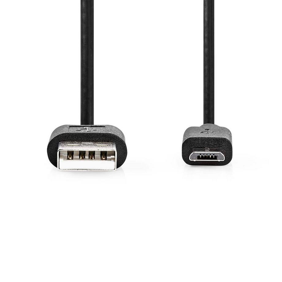 Nedis  USB-Kabel | USB 2.0 | USB-A-Stecker | USB-Micro-B-Stecker | 7,5 W | 480 Mbps | Vernickelt | 1,00 m | Rund | PVC | Schwarz | Etikett 