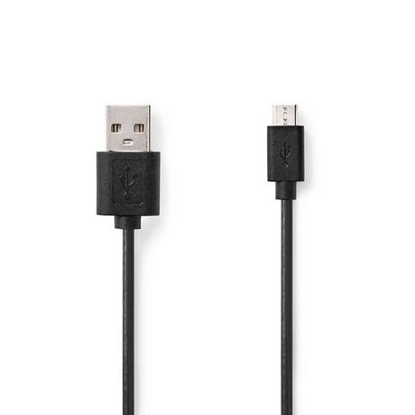 Nedis  Câble USB | USB 2.0 | USB-A mâle | USB Micro-B mâle | 7,5 W | 480 Mbps | Nickelé | 1,00 m | Rond | PVC | Noir | Etiquette 