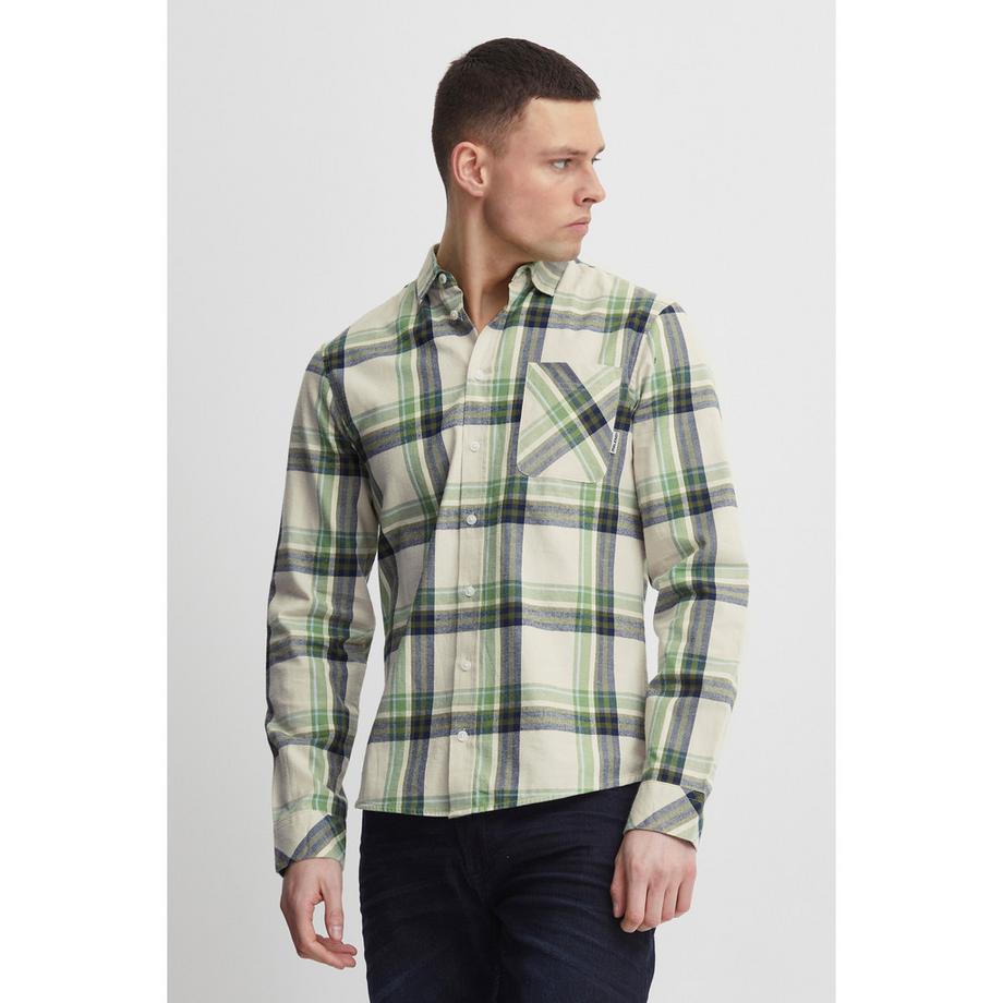 Blend Camicia a Quadri a Maniche Lunghe con Taschino Slim Fit  
