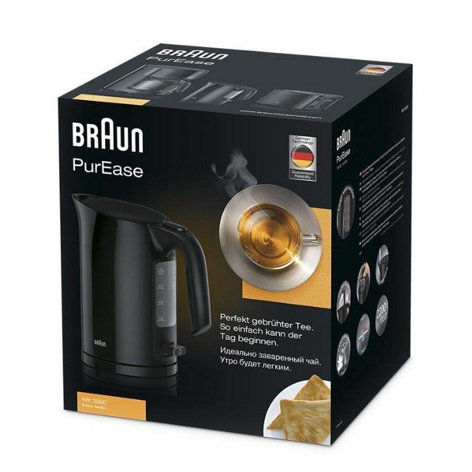 BRAUN Braun PurEase WK 3000 BK bouilloire 1 L 2200 W Noir  
