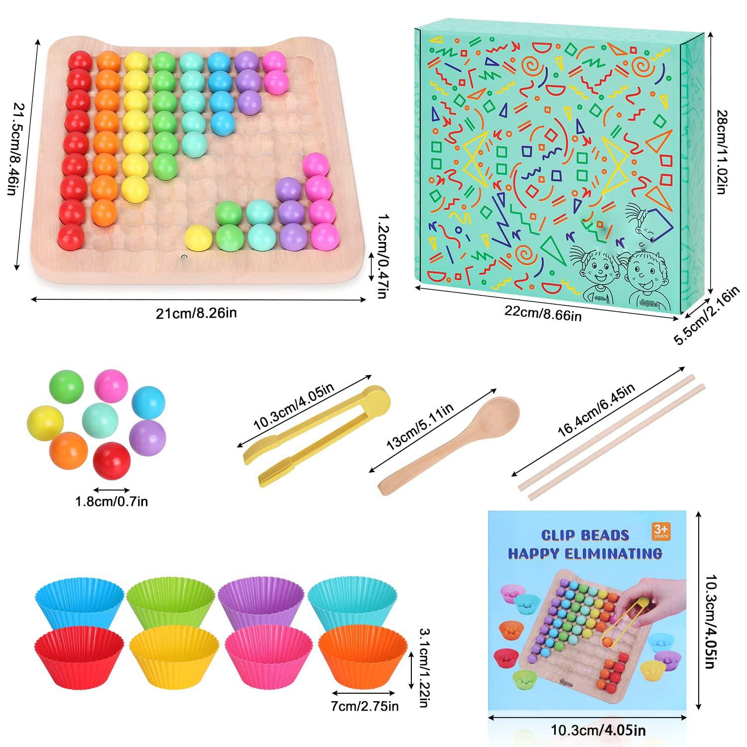 Activity-board  Regenbogenpuzzle Holzklammer Perlen Brettspiel, Mathe Lernspielzeug Farben sortieren 