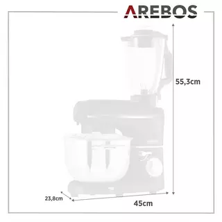 Arebos Robot de Cuisine 1500W 8L Acier inoxydable-Bol mélangeur 6