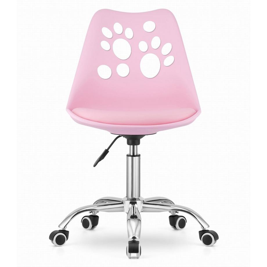 Northix Sedia PRINT Girevole in Ecopelle Rosa con Base Cromata  