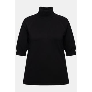 Ulla Popken  Pull à col roulé, manches 3/4 raglan et bords-côtes 