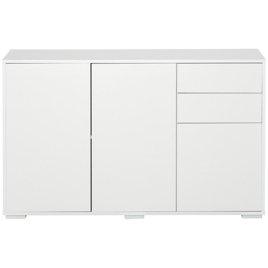 Northio Credenza Bianca, Cassettiera Con 2 Cassetti E 3 Ante, Armadietto Multiuso, Schedario, 117X36X74 Cm  