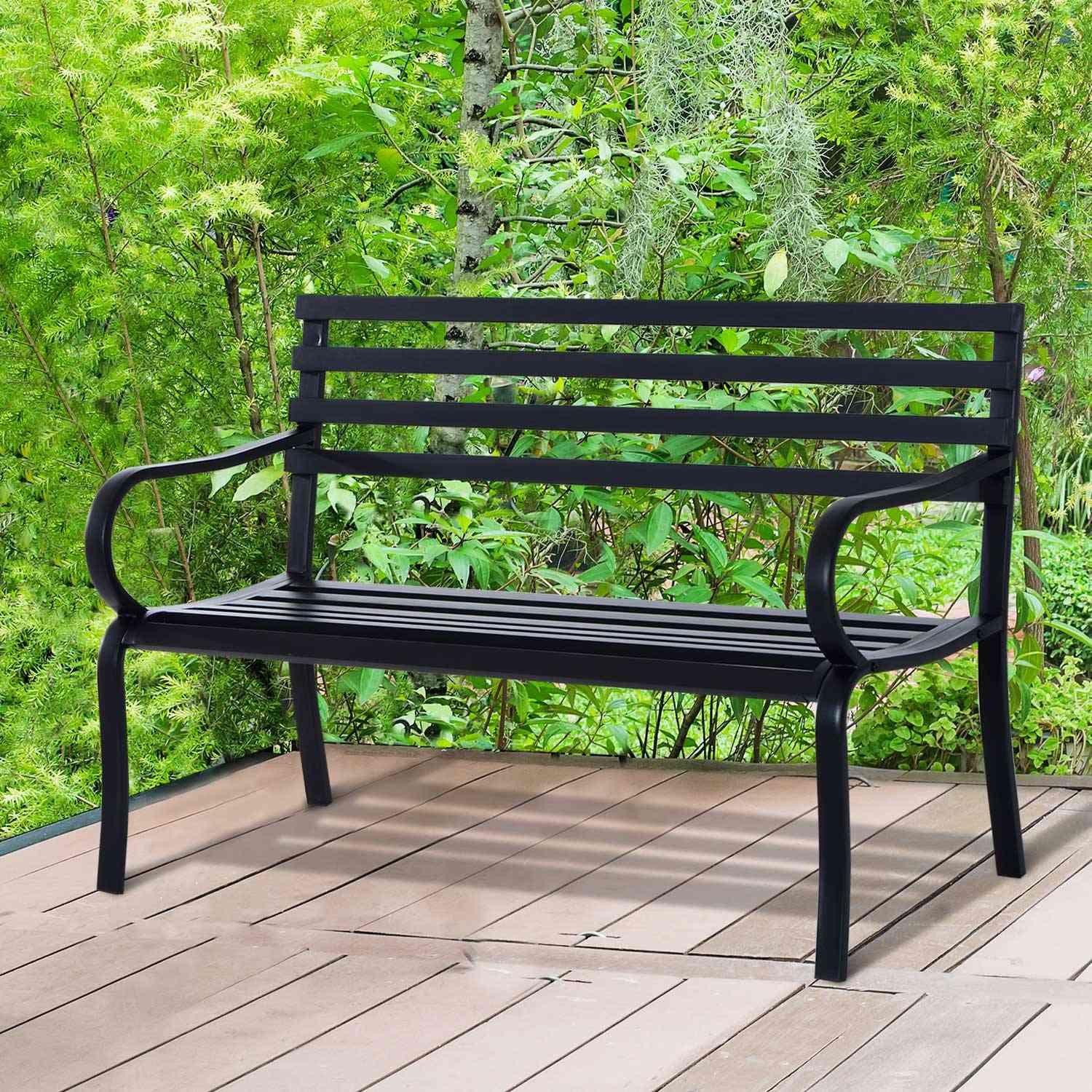 Northio Banc De Jardin Banc Salon De Jardin En Métal 2 Places Noir 127 X 58 X 82 Cm  