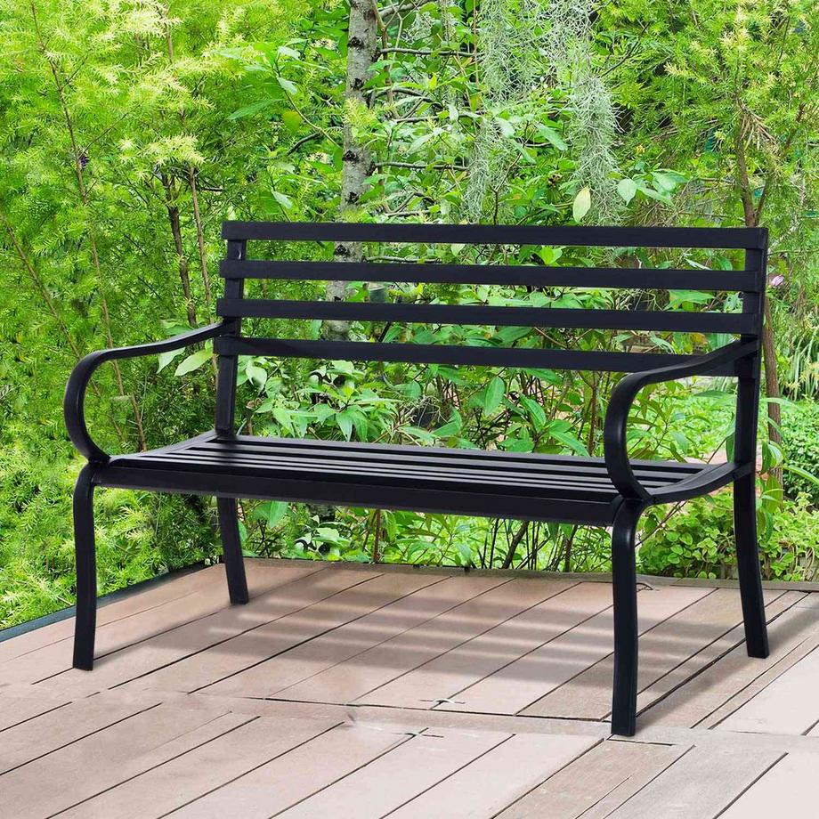 Northio Banc De Jardin Banc Salon De Jardin En Métal 2 Places Noir 127 X 58 X 82 Cm  