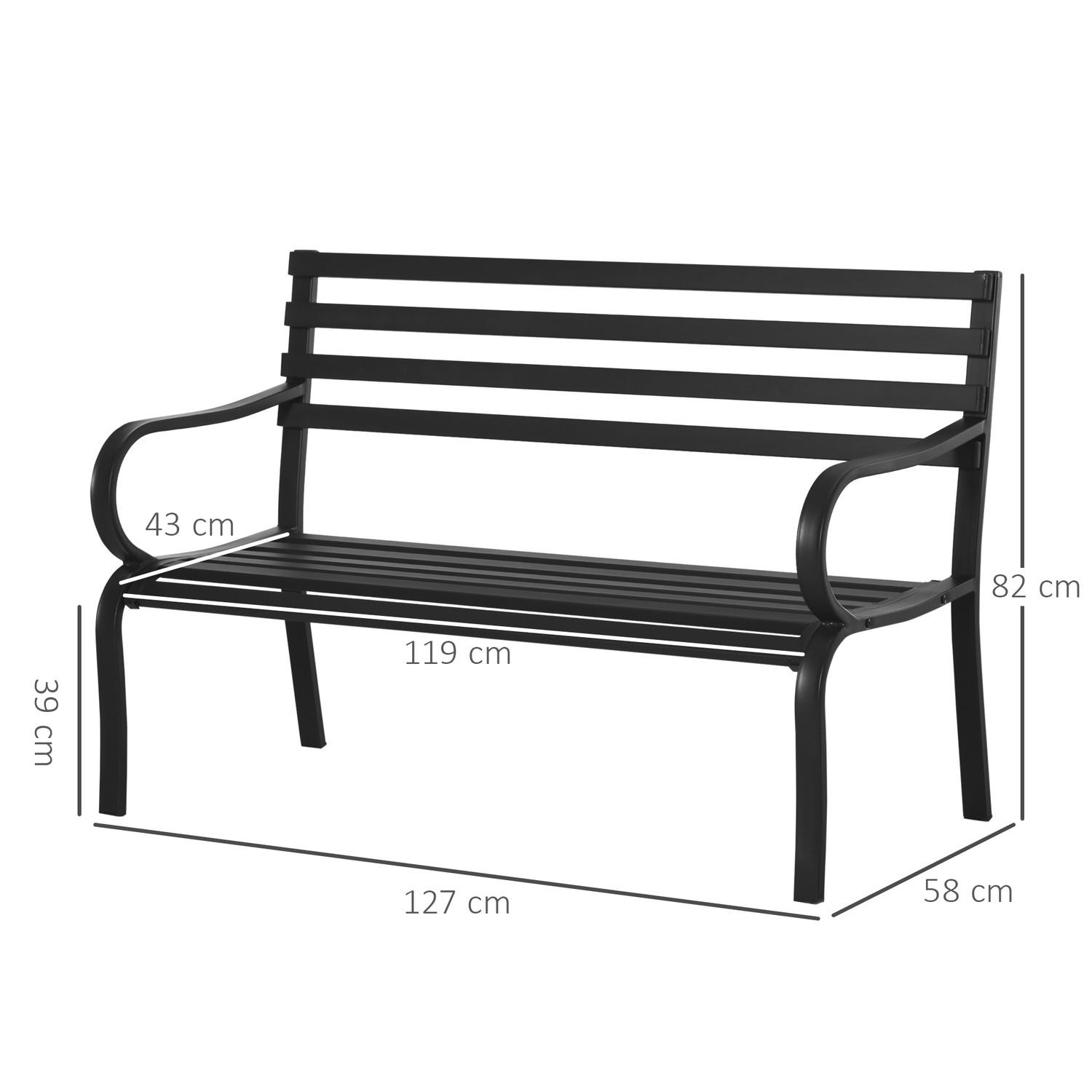 Northio Banc De Jardin Banc Salon De Jardin En Métal 2 Places Noir 127 X 58 X 82 Cm  