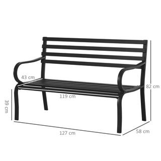 Northio Banc De Jardin Banc Salon De Jardin En Métal 2 Places Noir 127 X 58 X 82 Cm  