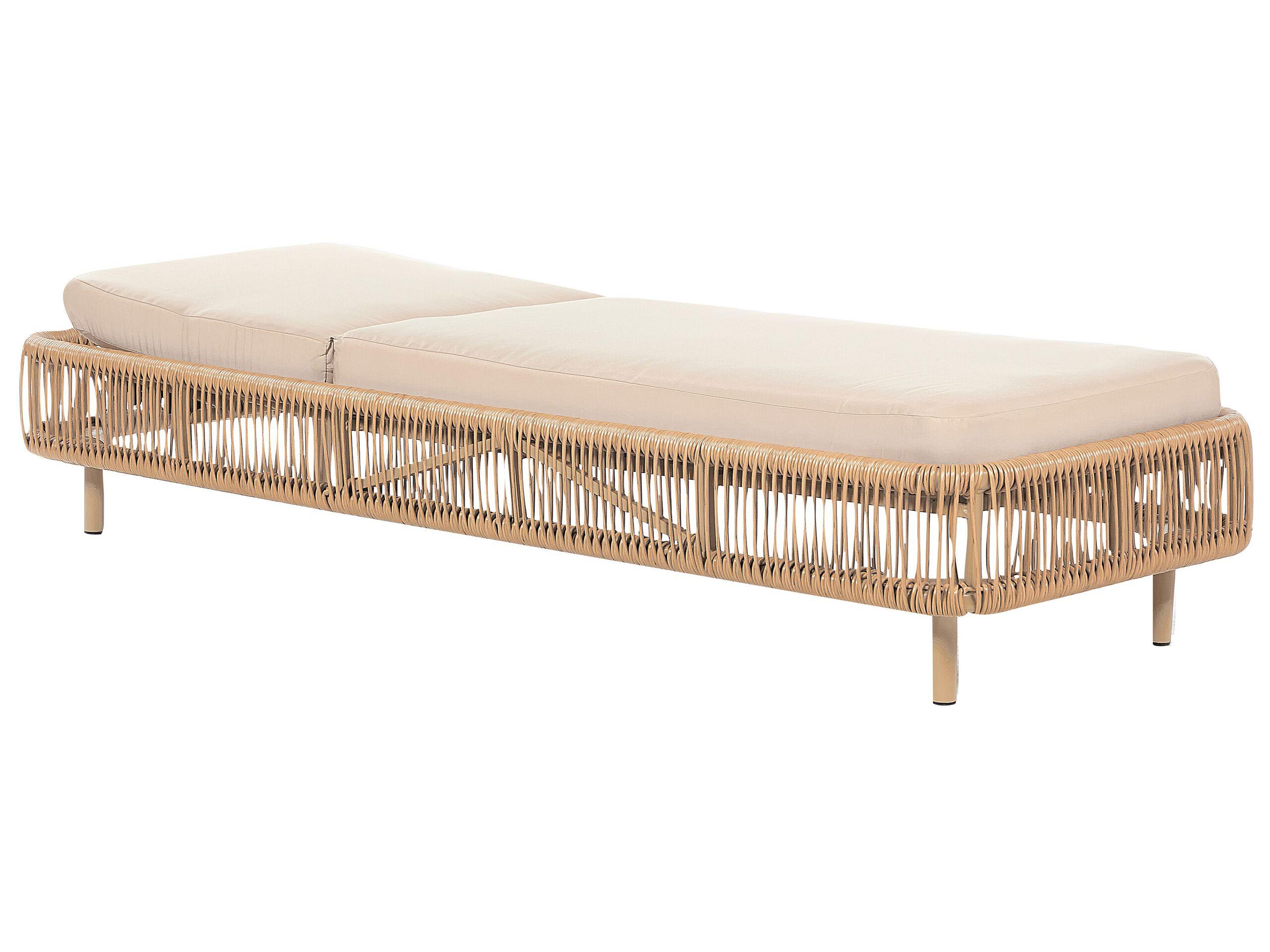 Beliani Lettino Prendisole con Cuscino en Rattan sintetico Boho OSINI  