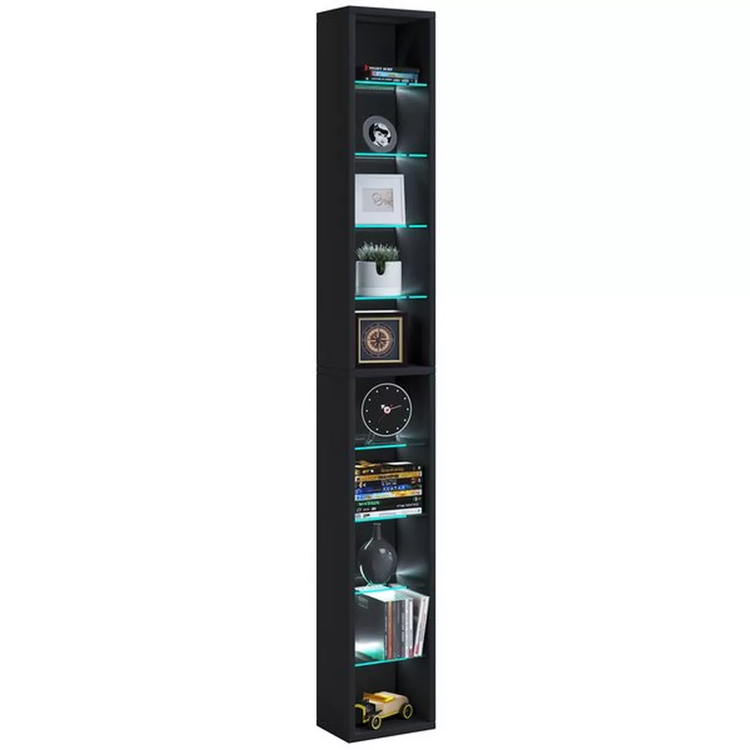 VCM - Holzregal stehend | platzsparender CD-Schrank | Elegantes DVD-Regal stehend | Blu-Ray Regal | CD Regal - Rasato, One Size, Nero