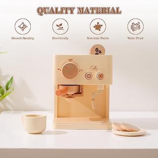 Activity-board  Machine à café en bois avec boutons-poussoirs, accessoire idéal pour la cuisine des enfants 