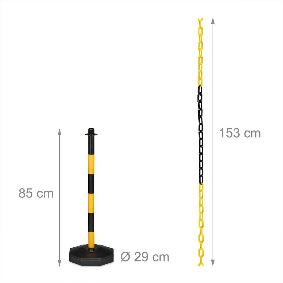 B2X  Absperrpfosten mit Kette, 4er-Set 