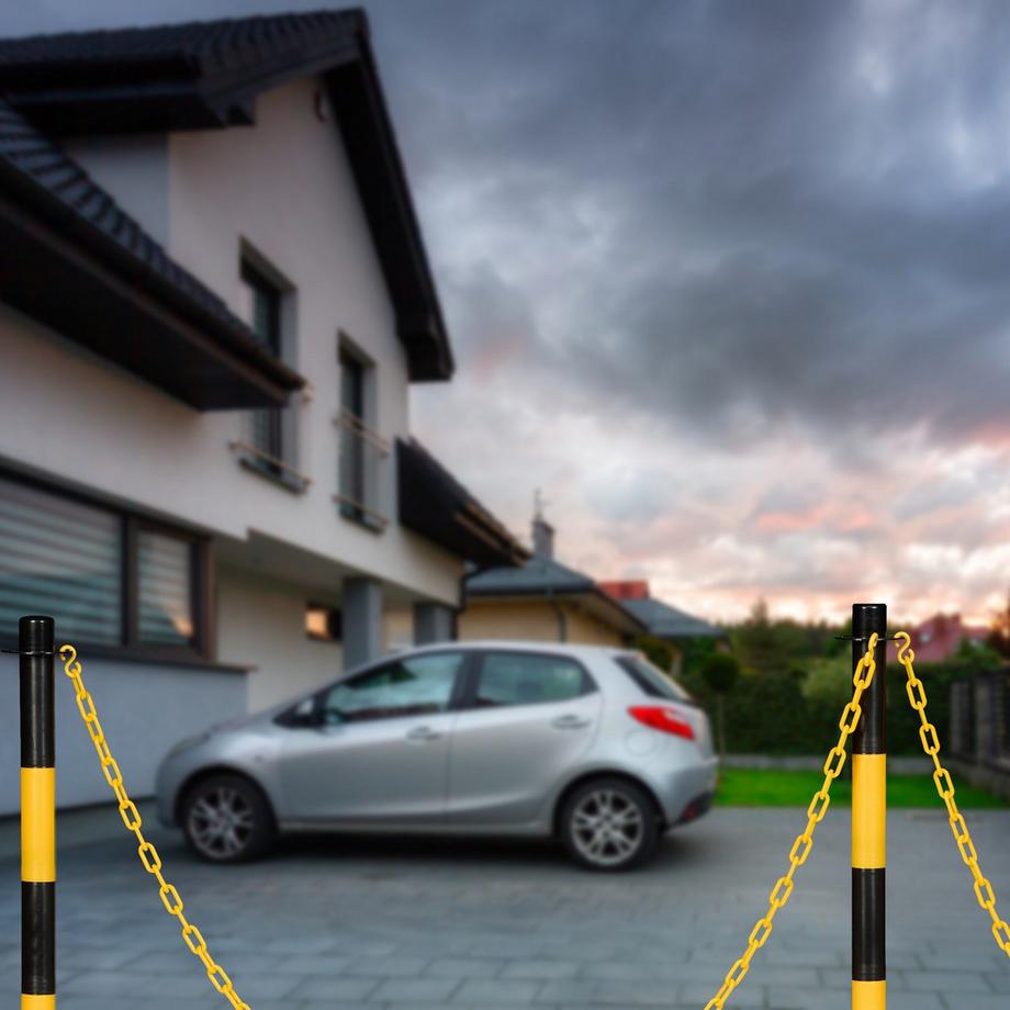 B2X  Absperrpfosten mit Kette, 4er-Set 
