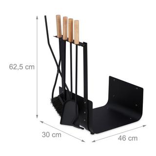 B2X Metall-Kaminholzkorb mit Ofenbesteck  