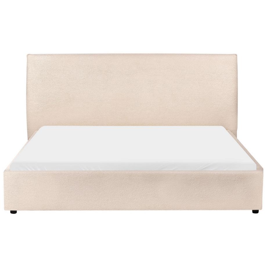 Beliani Lit avec sommier en Bouclé Traditionnel LAVAUR  