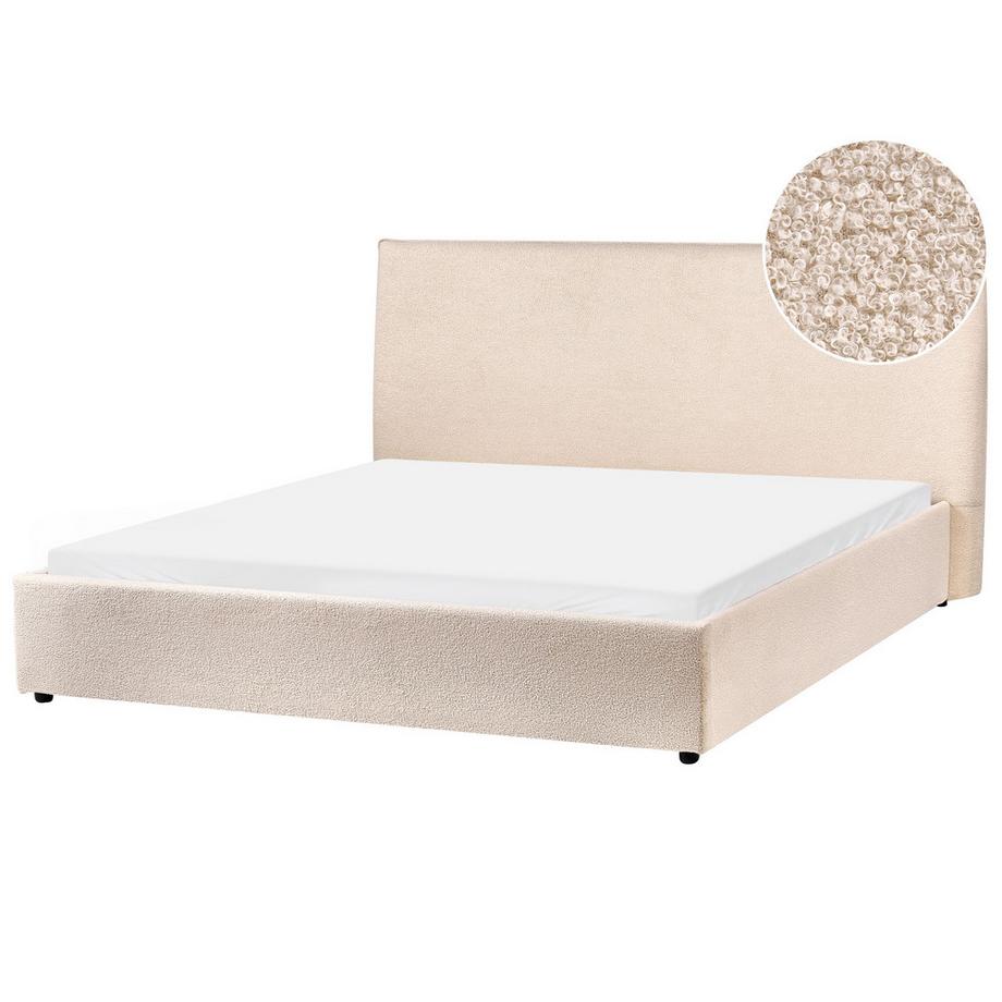 Beliani Lit avec sommier en Bouclé Traditionnel LAVAUR  