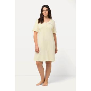 Ulla Popken Confezione da 2 Camicie da Notte Pesca Girocollo Henley Mezza Manica  