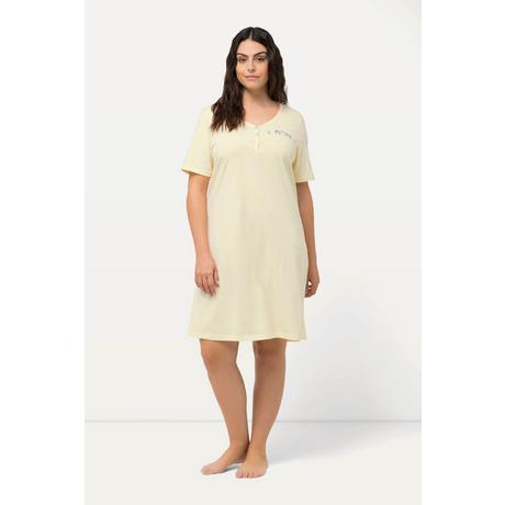 Ulla Popken Confezione da 2 Camicie da Notte Pesca Girocollo Henley Mezza Manica  