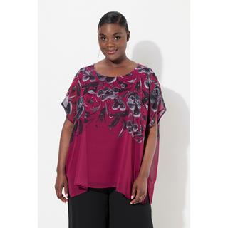 Ulla Popken  Blusenshirt, doppellagig, Oversized, Rundhals, Halbarm 