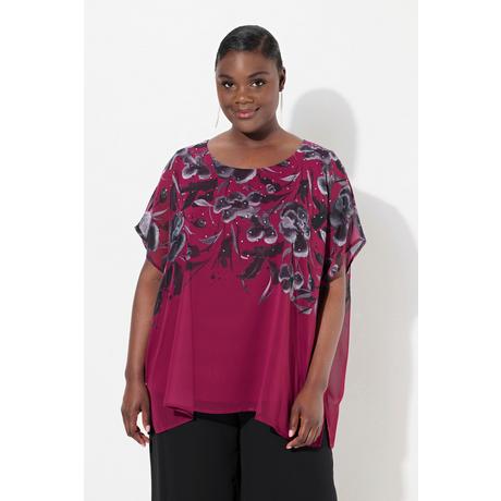 Ulla Popken  Blouse oversize, effet de superposition, col rond et manches courtes 