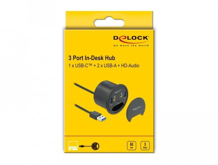 DeLock  62794 hub di interfaccia USB 3.2 Gen 1 (3.1 Gen 1) Type-A 5000 Mbit/s Nero 