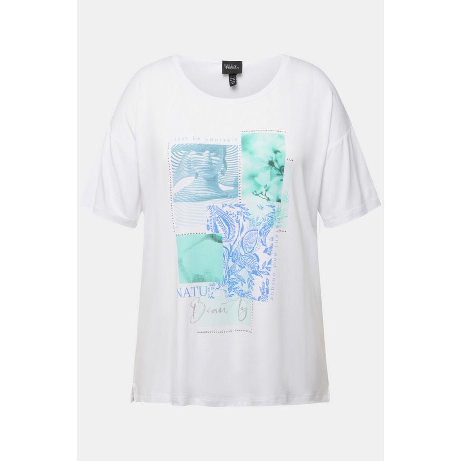 Ulla Popken T-shirt Motif Patch Pierres Décoratives Col Rond Manches Courtes  