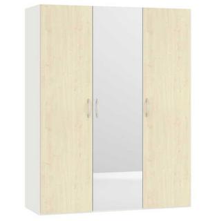 Jutzler Armoire portes battantes, décor érable, miroir, blanc crème 152,2 x 195  