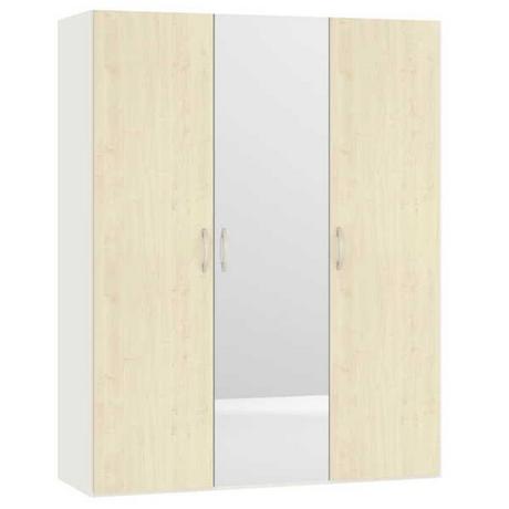 Jutzler Armoire portes battantes, décor érable, miroir, blanc crème 152,2 x 195  