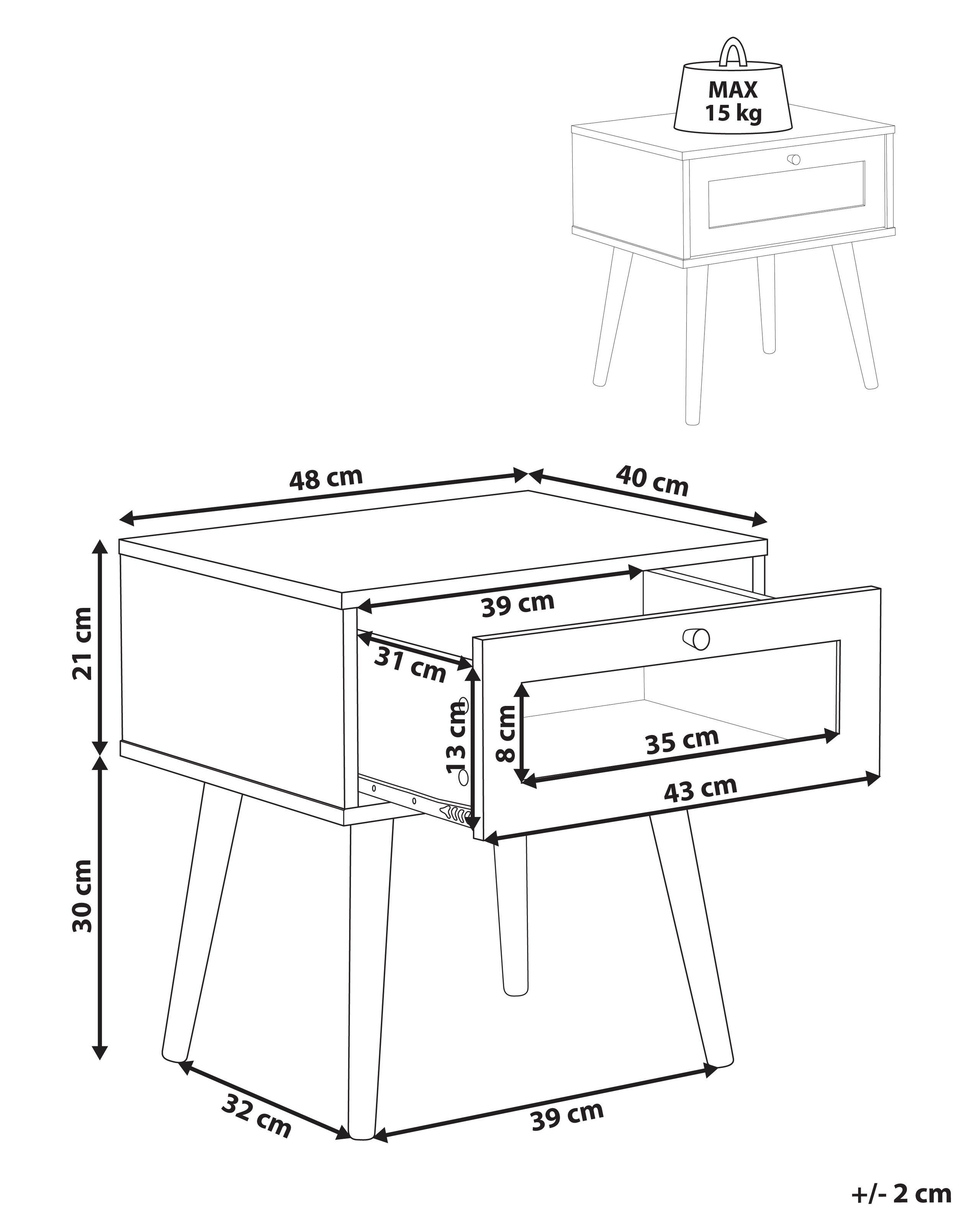 Beliani Comodino 1 cassetto en Pannello di fibre (LDF) Minimalista ALBANY  