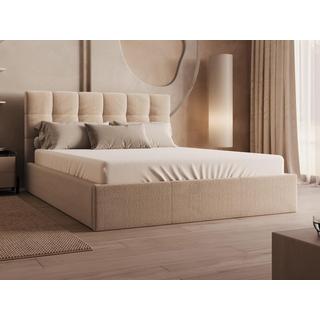 PASCAL MORABITO Lit coffre 160 x 200 cm - Velours - Beige + Matelas - MIRDAL de Pascal Morabito  