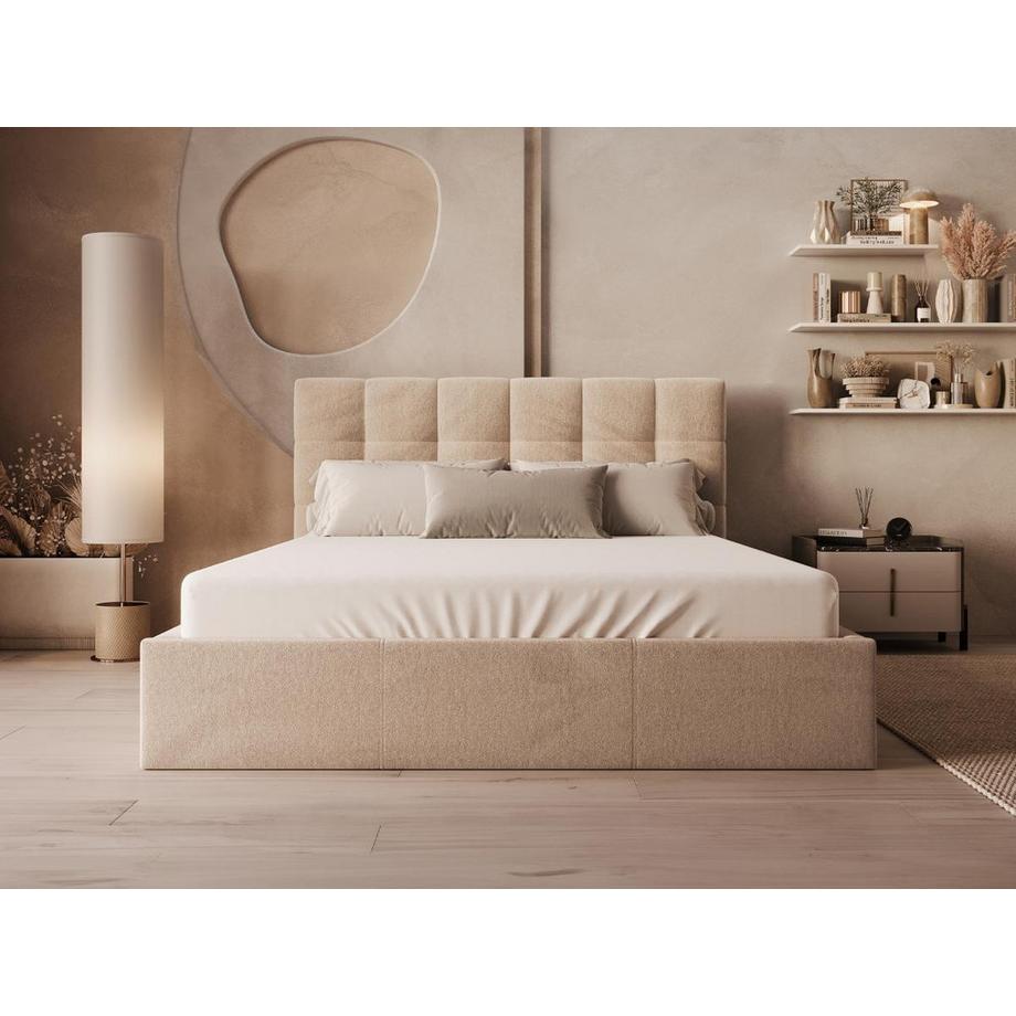 PASCAL MORABITO Lit coffre 160 x 200 cm - Velours - Beige + Matelas - MIRDAL de Pascal Morabito  