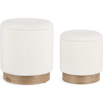 Pouf Zoya blanc (lot de 2)