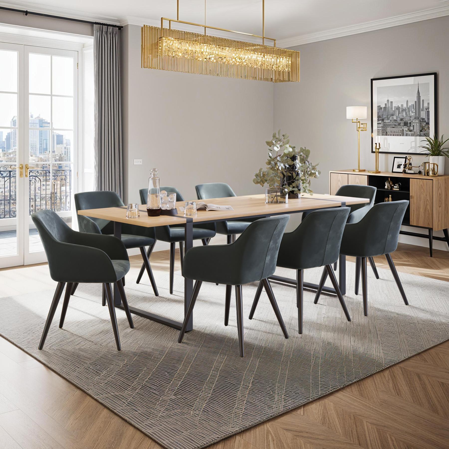 Tectake Stuhl Marilyn Samtoptik-schwarze Stuhlbeine  