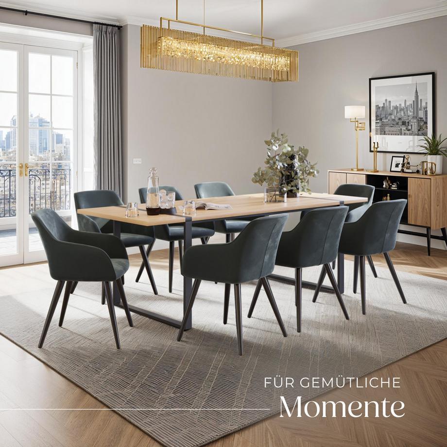 Tectake Sedia da sala da pranzo Marilyn imbottita, effetto velluto  