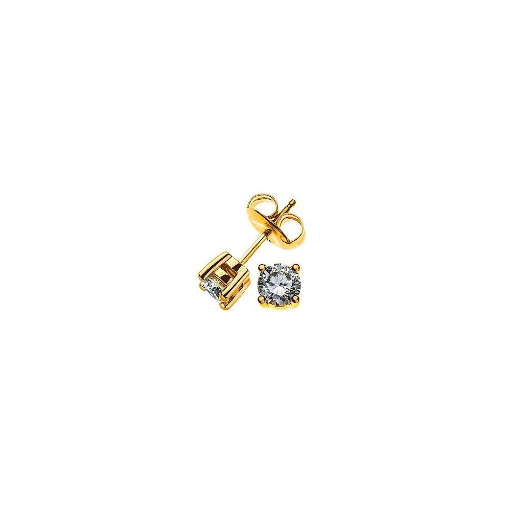 MUAU Schmuck  Solitär Ohrstecker 4-Griff-Fassung Gelbgold 750 Brillanten 0.50ct. 5.5mm 