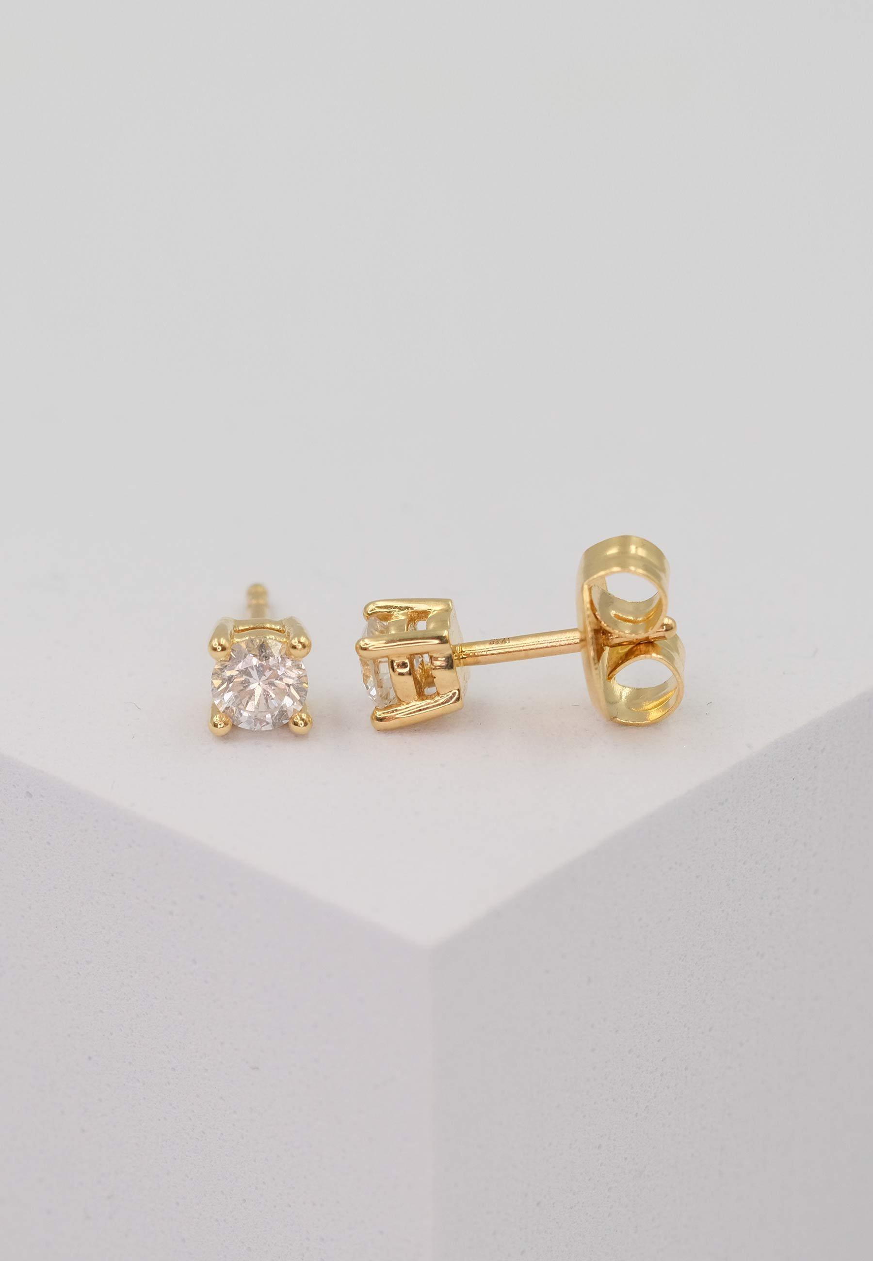 MUAU Schmuck  Solitär Ohrstecker 4-Griff-Fassung Gelbgold 750 Brillanten 0.50ct. 5.5mm 