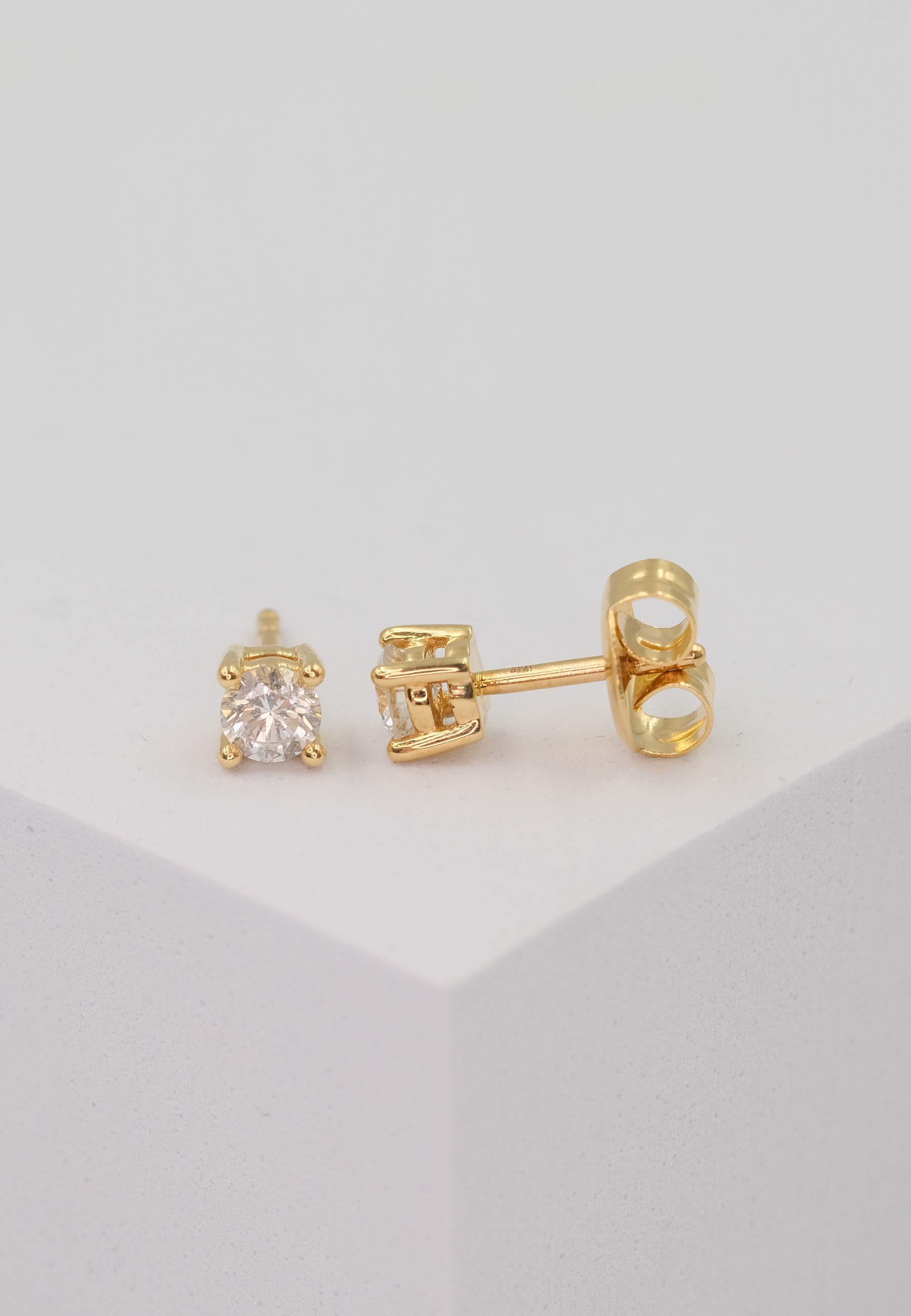 MUAU Schmuck  Solitär Ohrstecker 4-Griff-Fassung Gelbgold 750 Brillanten 0.50ct. 5.5mm 