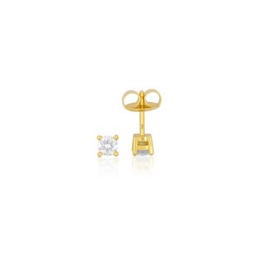 Clous d'oreilles solitaires 4 poignées en or jaune 750 diamants 0,50ct. 5,5mm