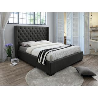 Vente-unique Letto matrimoniale con testiera capitonné 160 x 200 cm in Tessuto Grigio - MASSIMO  