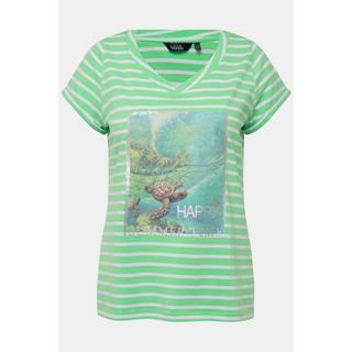 Ulla Popken  T-shirt à manches courtes et col rond - rayures et motif tortues 