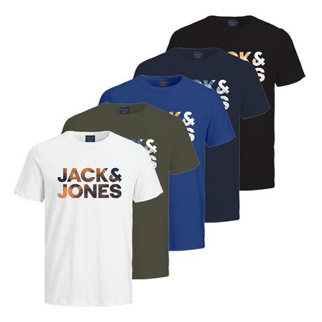 JACK & JONES JCODISTRESSED 5PK T-shirt Vestibilità Comoda Confezione da 5  