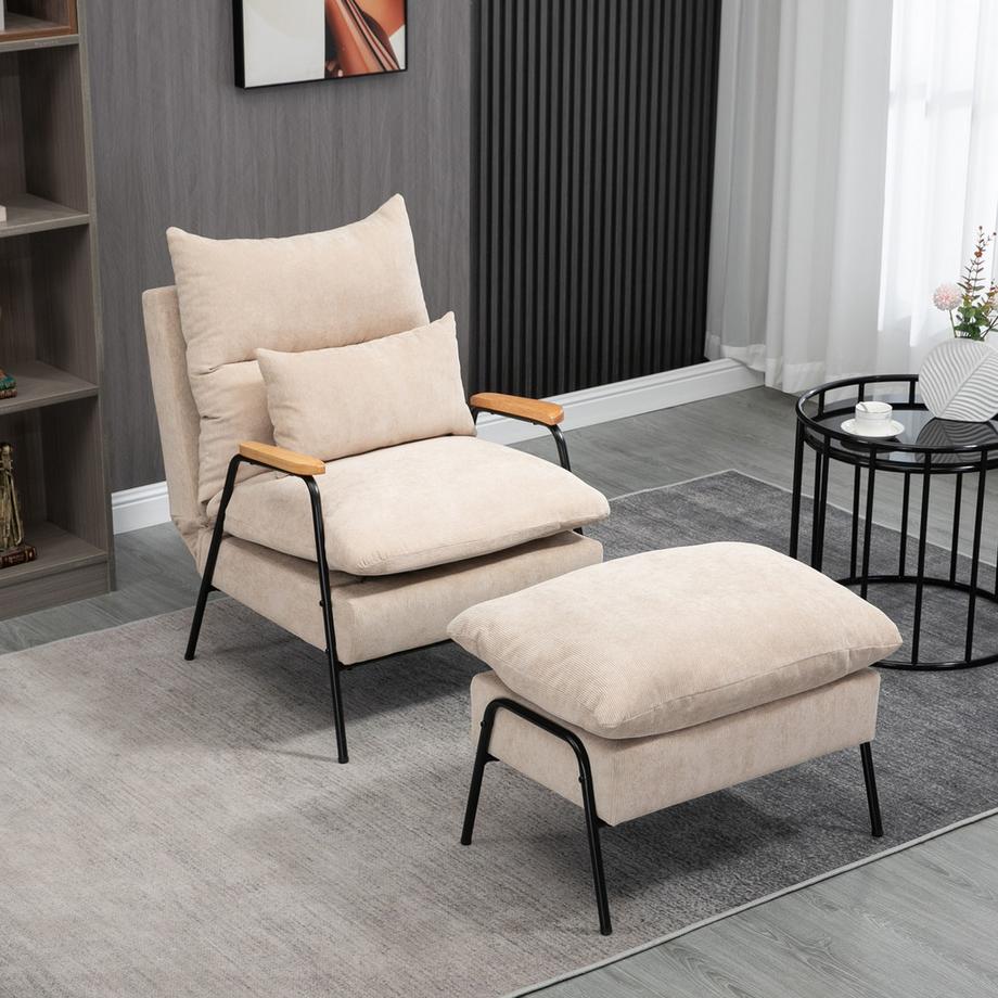 HOMCOM Fauteuil relaxant avec tabouret  