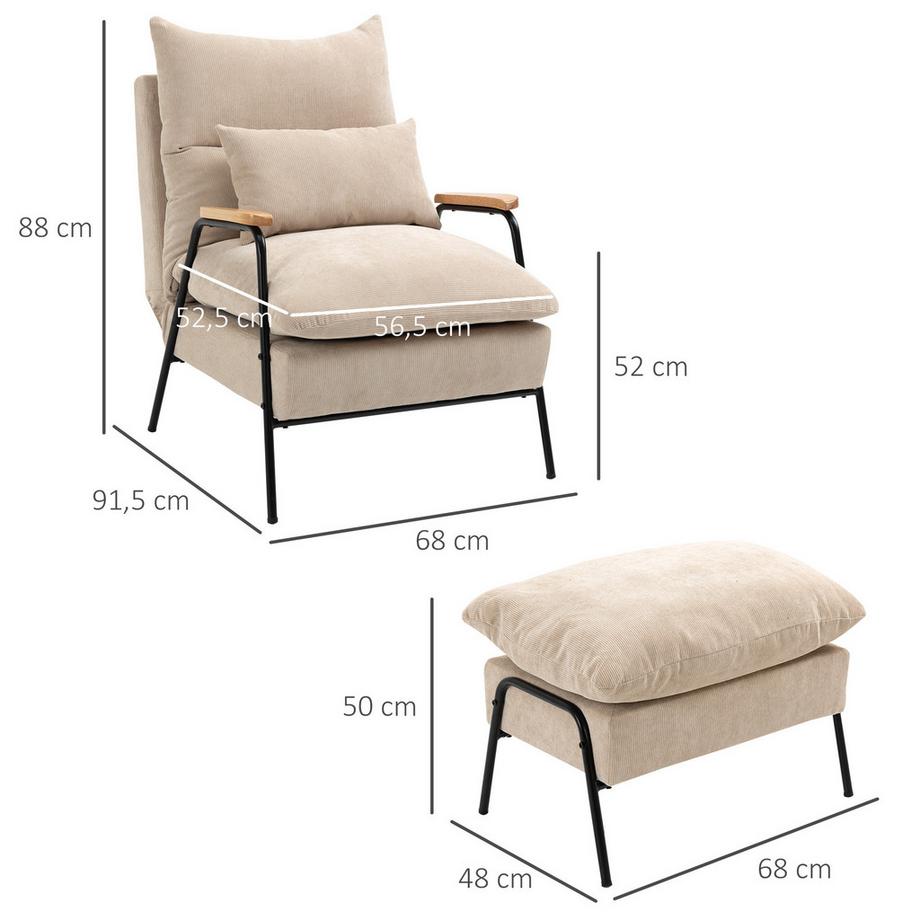 HOMCOM Fauteuil relaxant avec tabouret  
