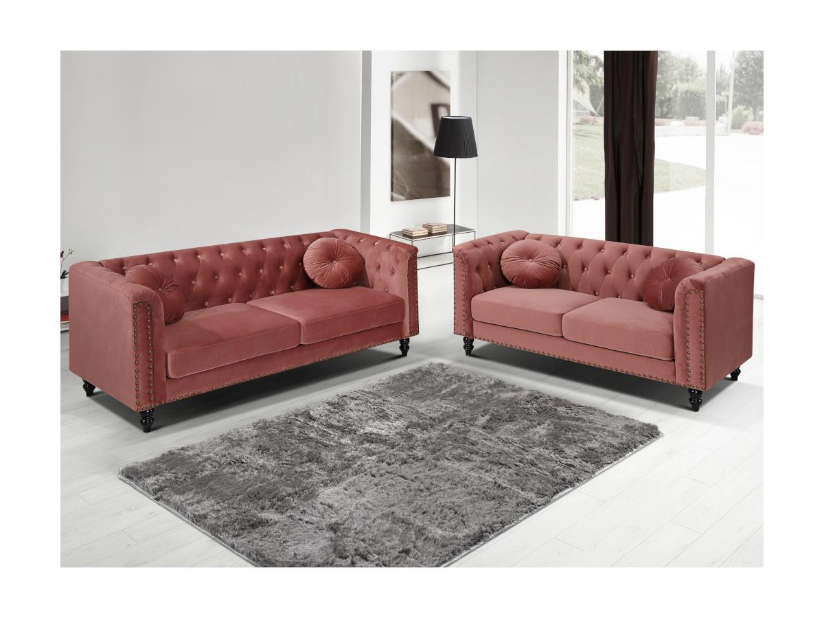 Vente-unique 2SitzerSofa TURNER Samt Altrosa  