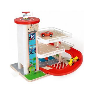 Scratch  DAM Preschool: GARAGE CONTILOOP 45x57x39cm, mit Lift, inkl. 3 Zapfsäulen, 2 Autos und einem Huchrauber, in Holz, in Box, 3+ 