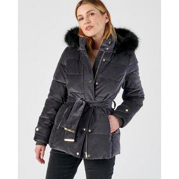 Parka en velours lisse.