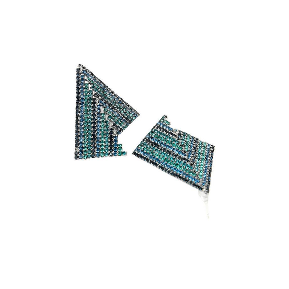 AVANT-GARDE PARIS  Asymmetrische Dreieck Blaue Kristall Ohrringe 