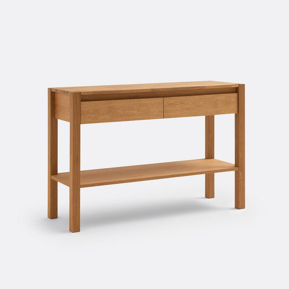 Console chêne abouté et plaqué